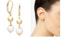 Macy's Cultured Freshwater Pearl (8mm) and Gold Beads Earring in 18k Gold over Sterling Silver